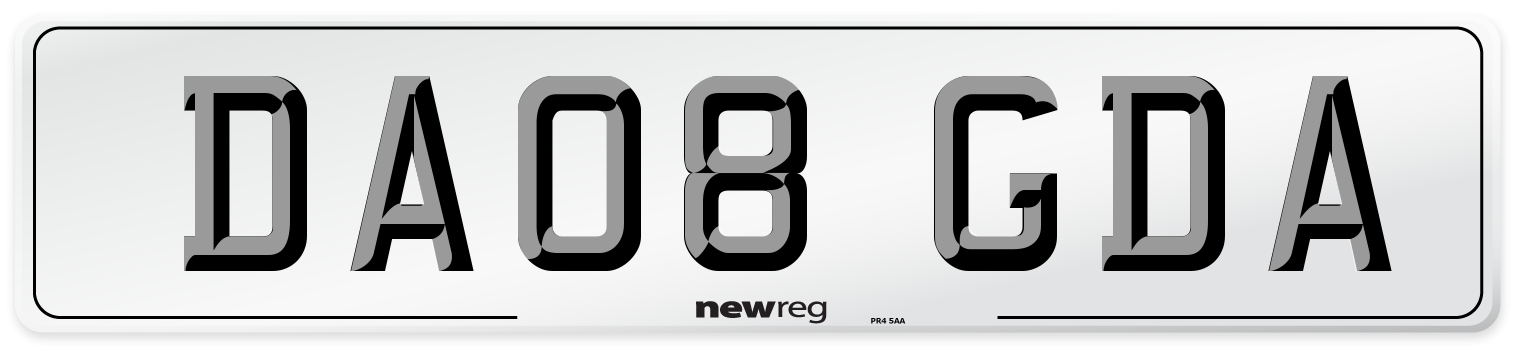DA08 GDA Number Plate from New Reg